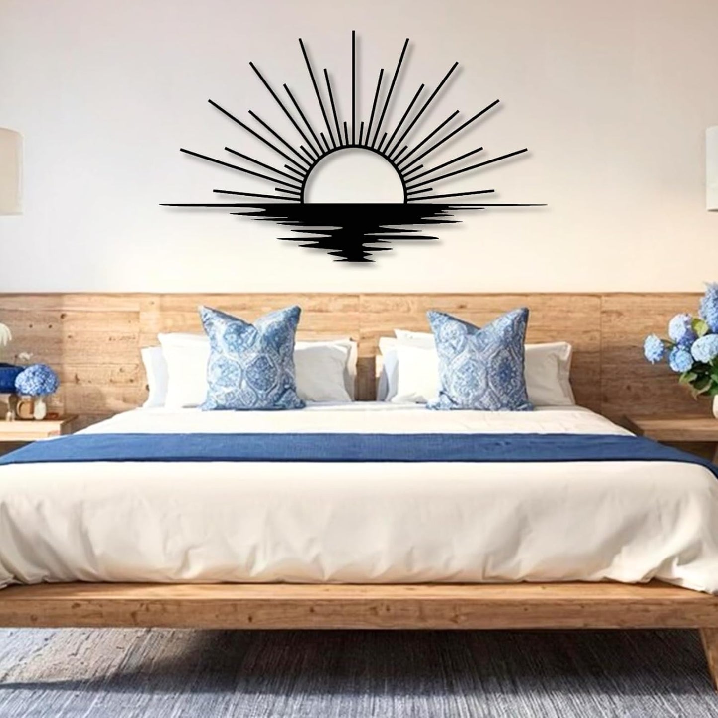Sunrise Metal Wall Art, Metal Sun Wall Decor, Metal Sun Outdoor Decor, Large Metal Sun Wall Art, Sun Wall Art, Boho Sun Wall Art, Sunshine Metal Sign, Living Room Bedroom Wall Hangings (Silver, 24"x 17"| 62x37cm )