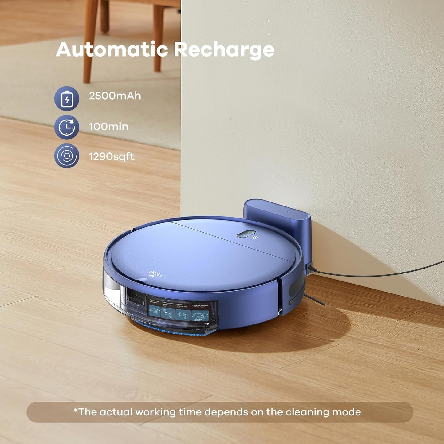 ZCWA Robot Vacuum and Mop Combo,2.4GHz WiFi Link Vacuum Robot,4 Cleaning Mode Robotic Vacuums Cleaner,APP/Remote Aspiradora Robot,Self-Charging Robot Vacuum for Pet Hair,Stains,Carpets,Corner