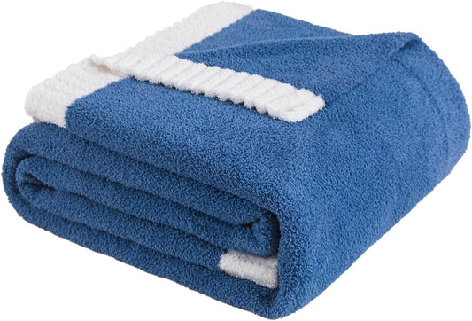 Soft Fuzzy Throw Blanket - Blue Cozy Warm Knit Fluffy Plush, Lightweight & Breathable, Throw for Bed, Chair, Sofa, Couch, Outdoor, 60"X80", Oeko-TEX Certified