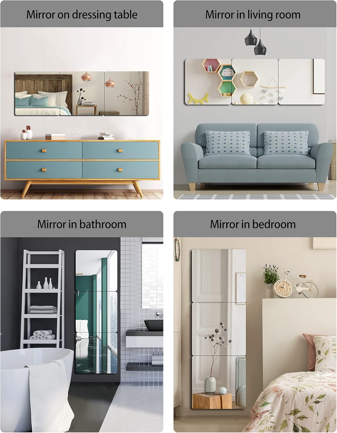 Unbreakable Plexiglass Acrylic Mirror for Kids, 1 PCS 8 x 8 inch, Shatterproof Safe Mirror for Wall, Used for Hand Makeup Mirrors, Hang Mirro, Bedroom Door Mirro, Shaving Mirrors, Workout Mirro