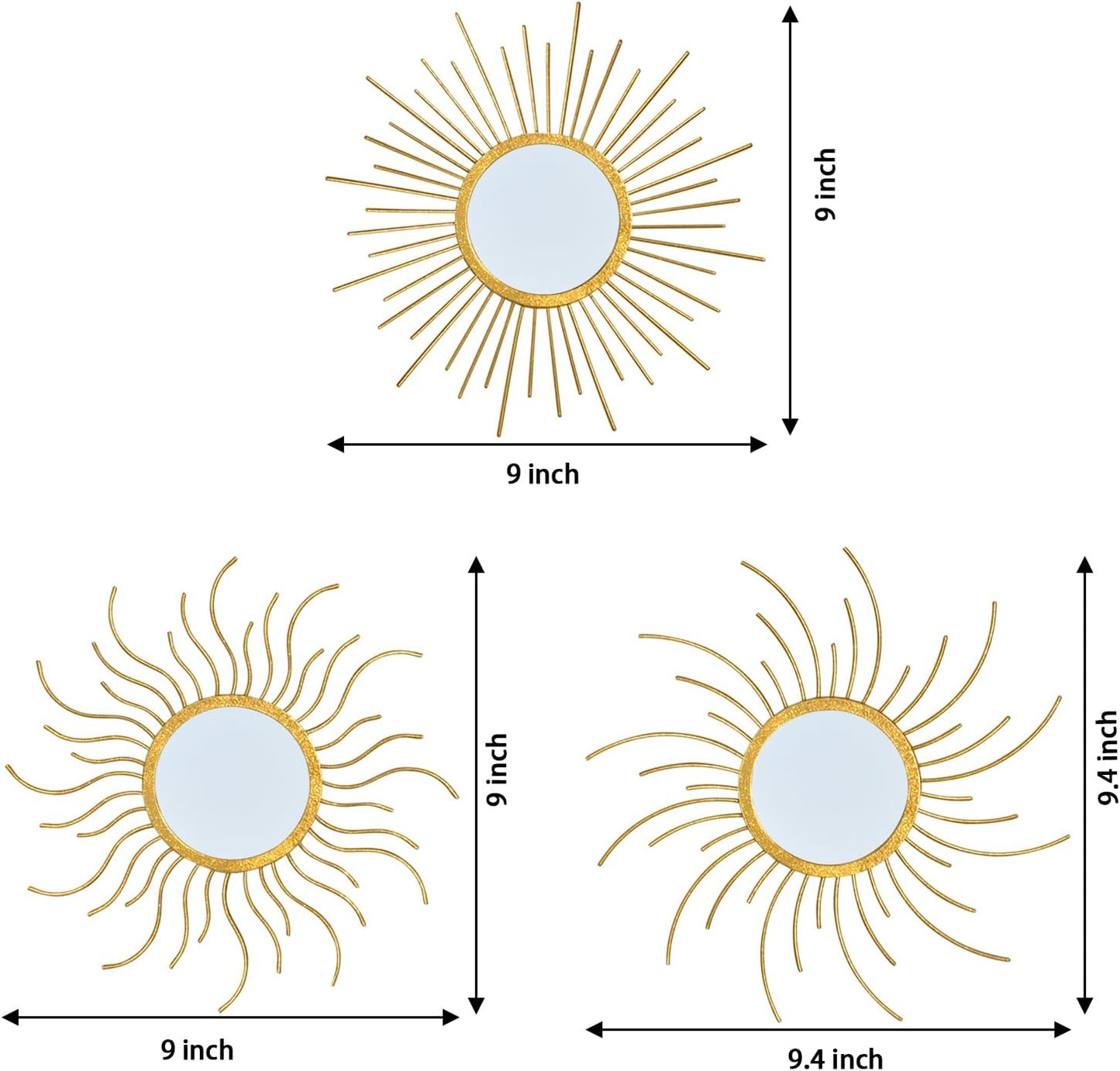 Mirror Decor Sunburst Mirrors Metal Sun Mirror Wall Decor Wall Mirror Home Decorative Wall Art for Living Room Bedroom Entryway