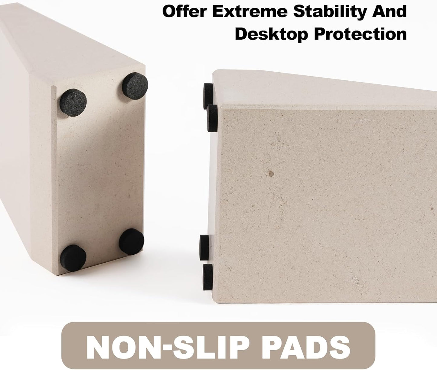 Book End, Natural Marble Bookend for Shelves, Non-Skid Bookends for Heavy Books, Heavy Duty Book Stopper for CDs and Oversized Books, Luxury Book Shelf Holder, Moleanos Beige