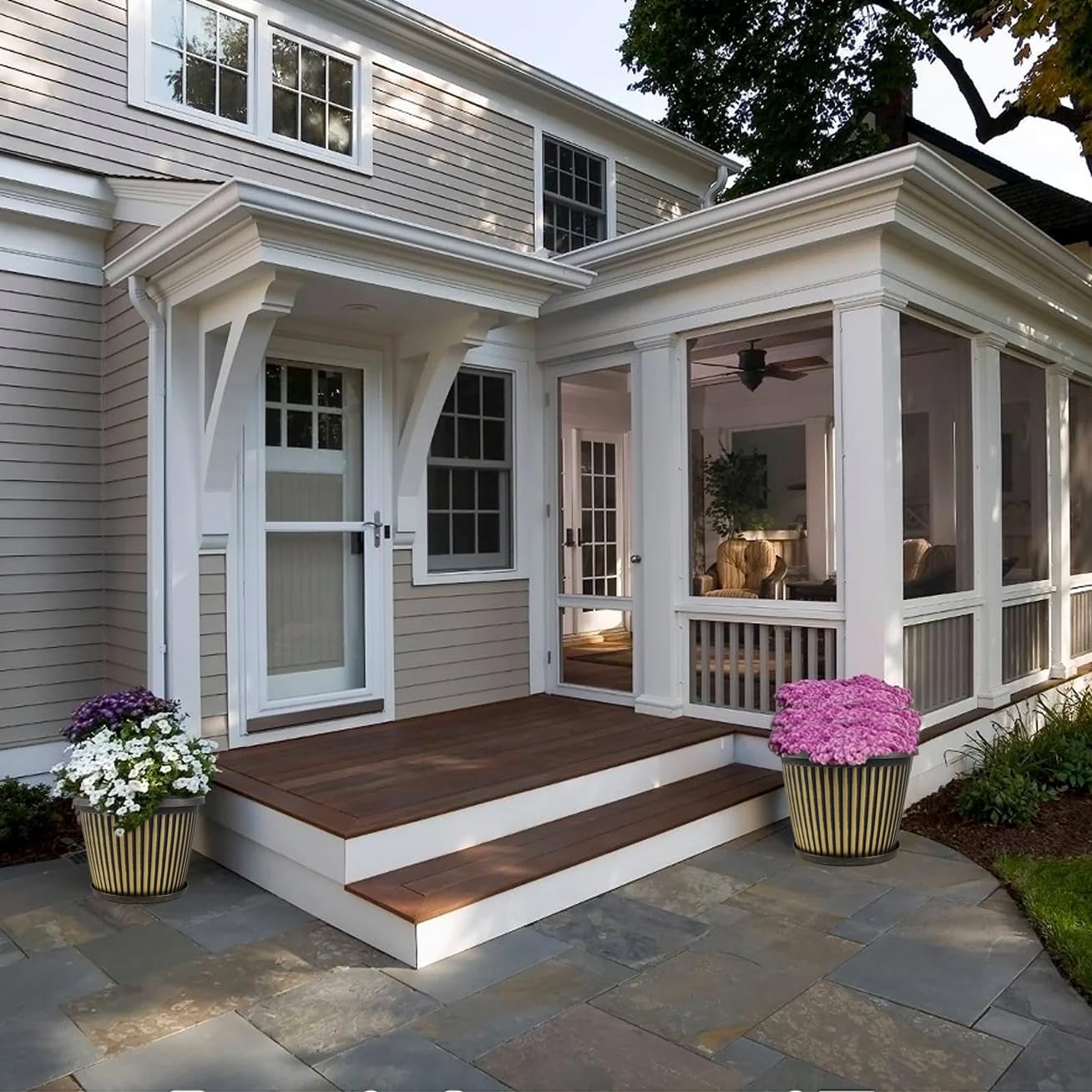 16 inch Large Planter Indoor Outdoor Plant Pots, 4 Pack Plastic Flower Pots with Saucer And Drainage Holes, Modern Garden Planters For Planting Medium Large Plants, Decorative Resin Garden Pots