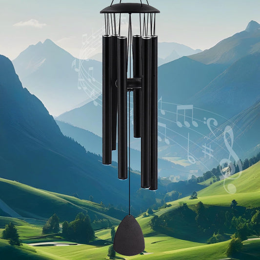Wind Chimes for Outside, Large Aluminum Wind Chimes – Deep Tones & Soothing Melodies Ideal for Garden, Patio Decor, and Windchimes Outdoors for Loss of Loved One (32'' Black)