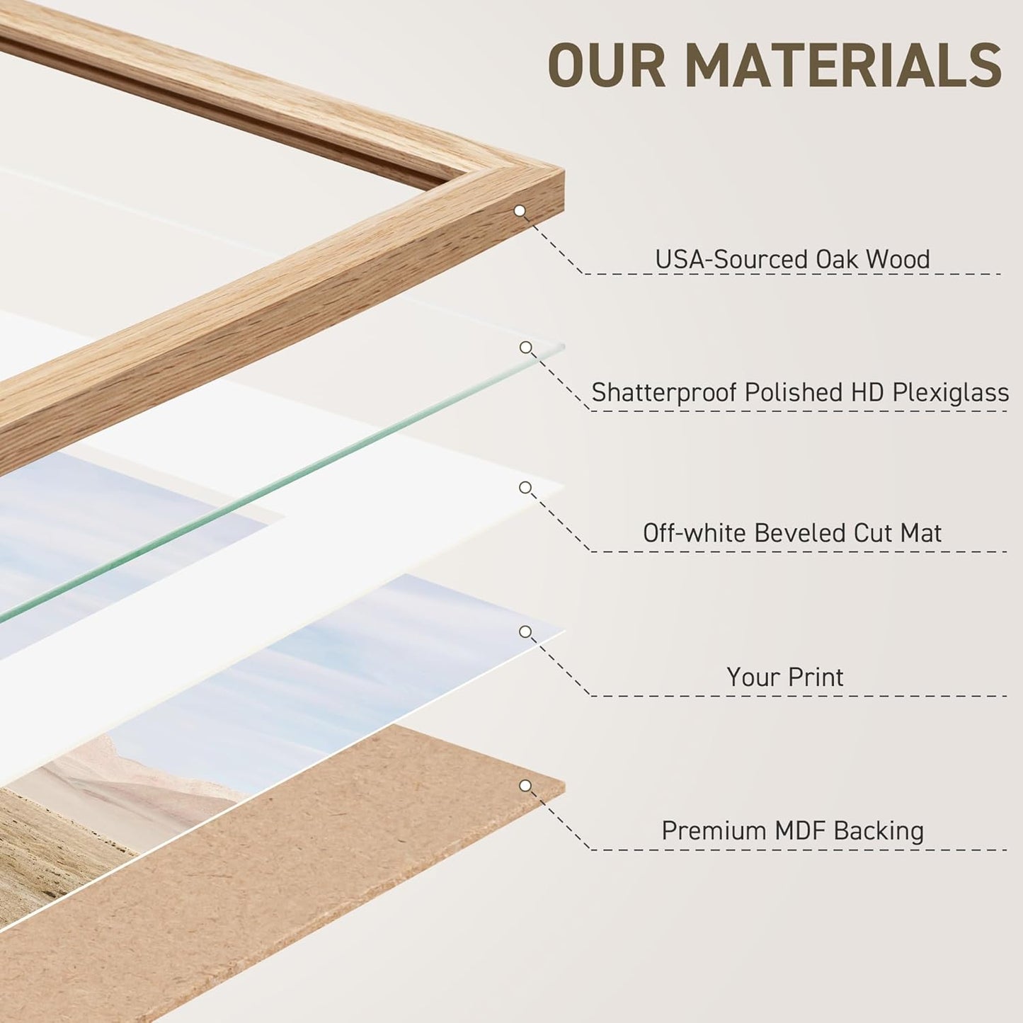 20x30 Poster Frame Set of 2 Natural Solid Oak Photo Frames with 16x24 Removable Mat Wall Hanging Large Handcrafted Frame with HD Plexiglass Wall and Tabletop Display Large Picture Frame