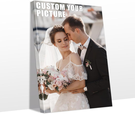 Personalized Custom Canvas Prints with Your Photos & Text, Customized Picture Print, Transform Own Images Into Framed Wall Art Digitally Printed Photo to Canvas, Keepsakes Gifts for Family 8x12’’