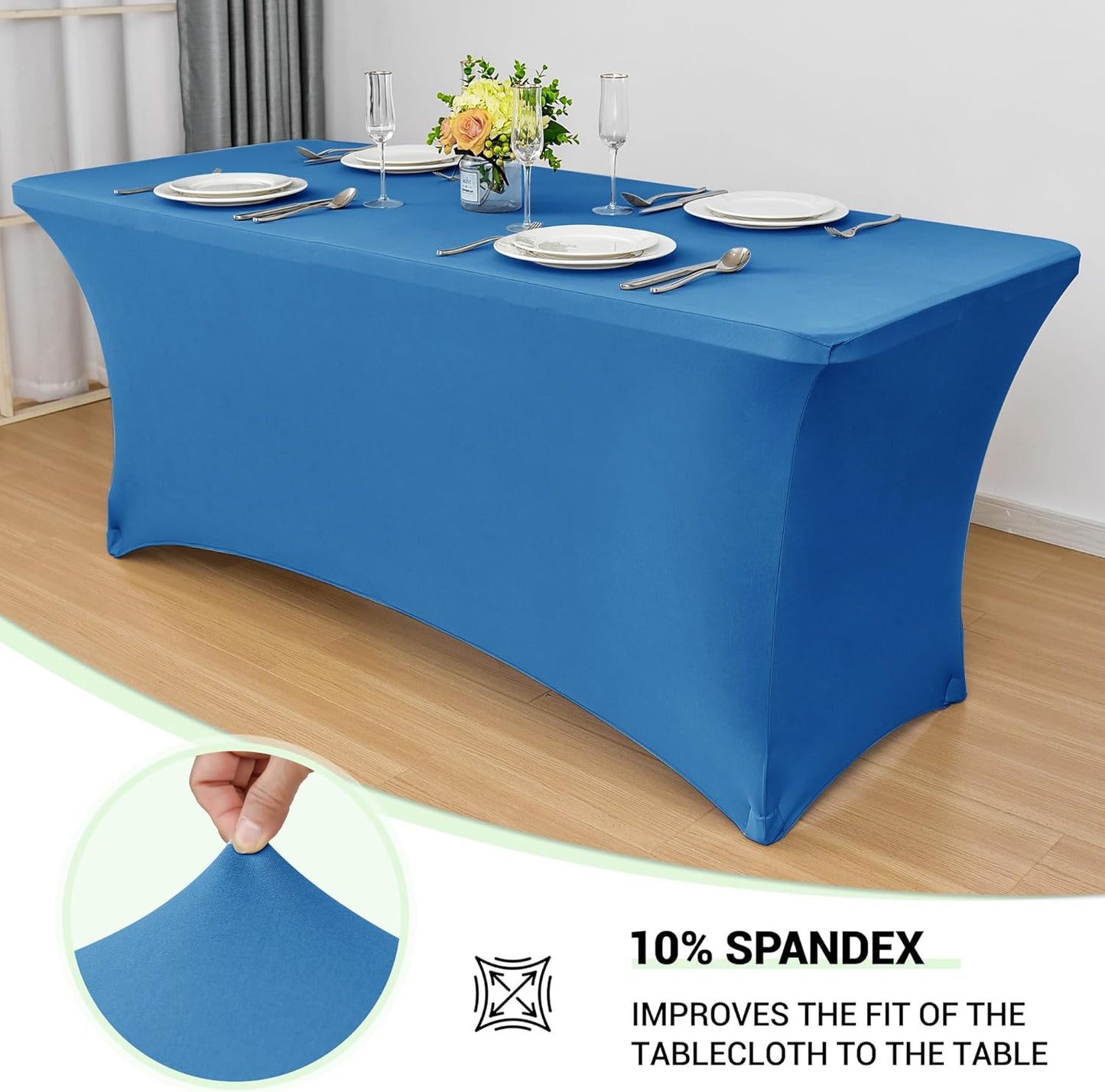 Obstal 4Ft Stretch Spandex Table Cover for Standard Folding Tables - 2 Pack Universal Rectangular Fitted Tablecloth for Party, Banquet, Events, Trade Show (Aqua, 48L x 24W x 30H Inches)