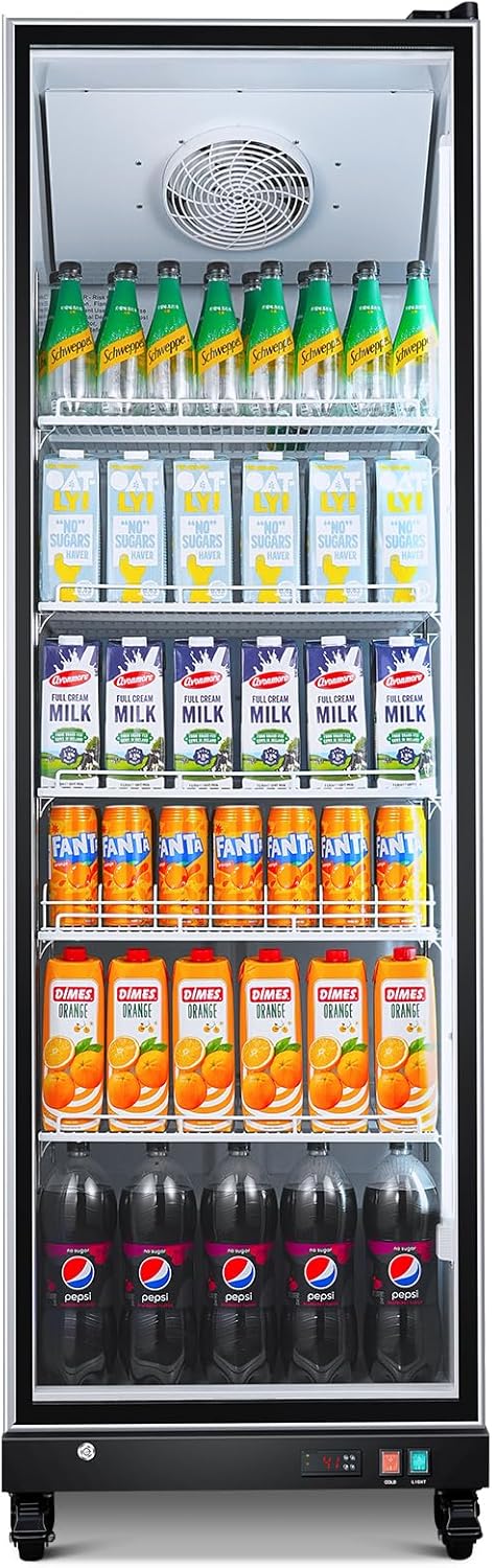 BODEGACOOLER Commercial Beverage Refrigerator Glass Door,18.1 Cu.Ft Commercial Display Merchandiser Fridge,Upright Display Bar Cooler with Soft LED Light,Adjustable Shelves,Aluminum Door,Black