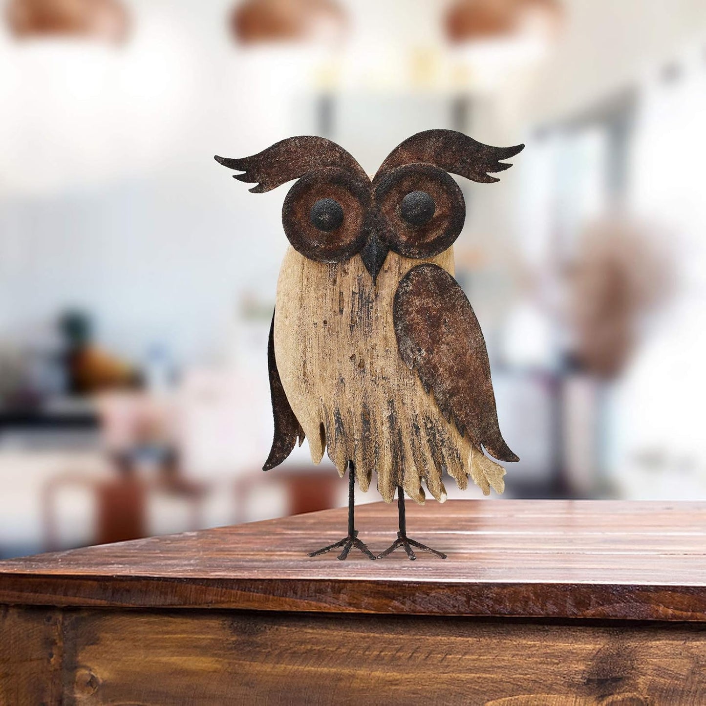 Rustic Owl Figurines Decor Animal Statue for Home - Wooden Stand Owl Sculptures Decorations for Living Room Bedroom - Shelf Decoration Decorative Tabletop Collection (Owl Family)