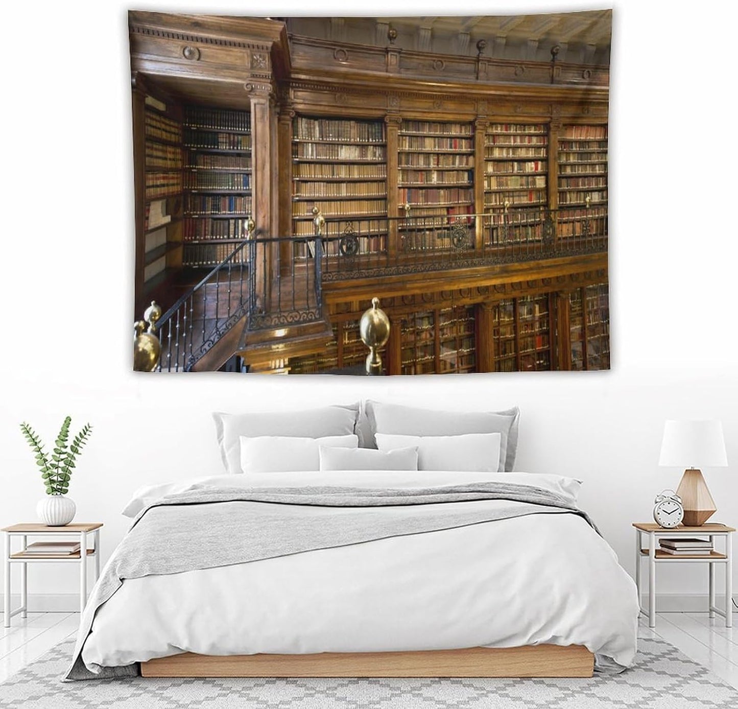 Kurtect Library Tapestry,Vintage Medieval Antique Bookshelf Bookcase Pattern Print Tapestries for Party Beach Picnic Blankets Tablecloths Living Room Wall Deocr, 60x80 in