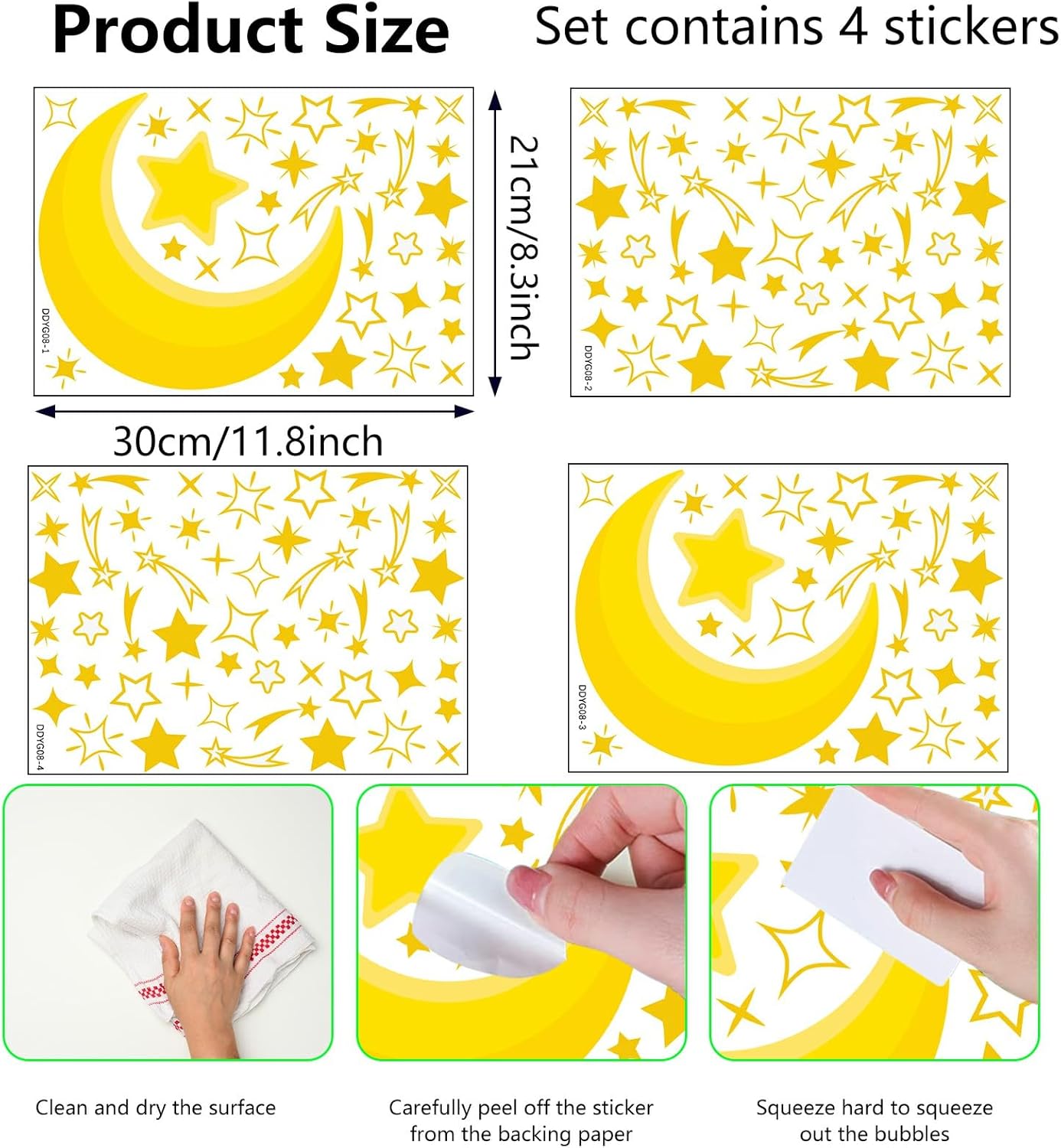 Glow in The Dark Moon Stars Stickers, 150 PCS Glowing Luminous Falling Star Wall Decals Moon Star Ceiling Stickers for Kids Boys Girls Bedroom Nursery Playroom Party Room Decor