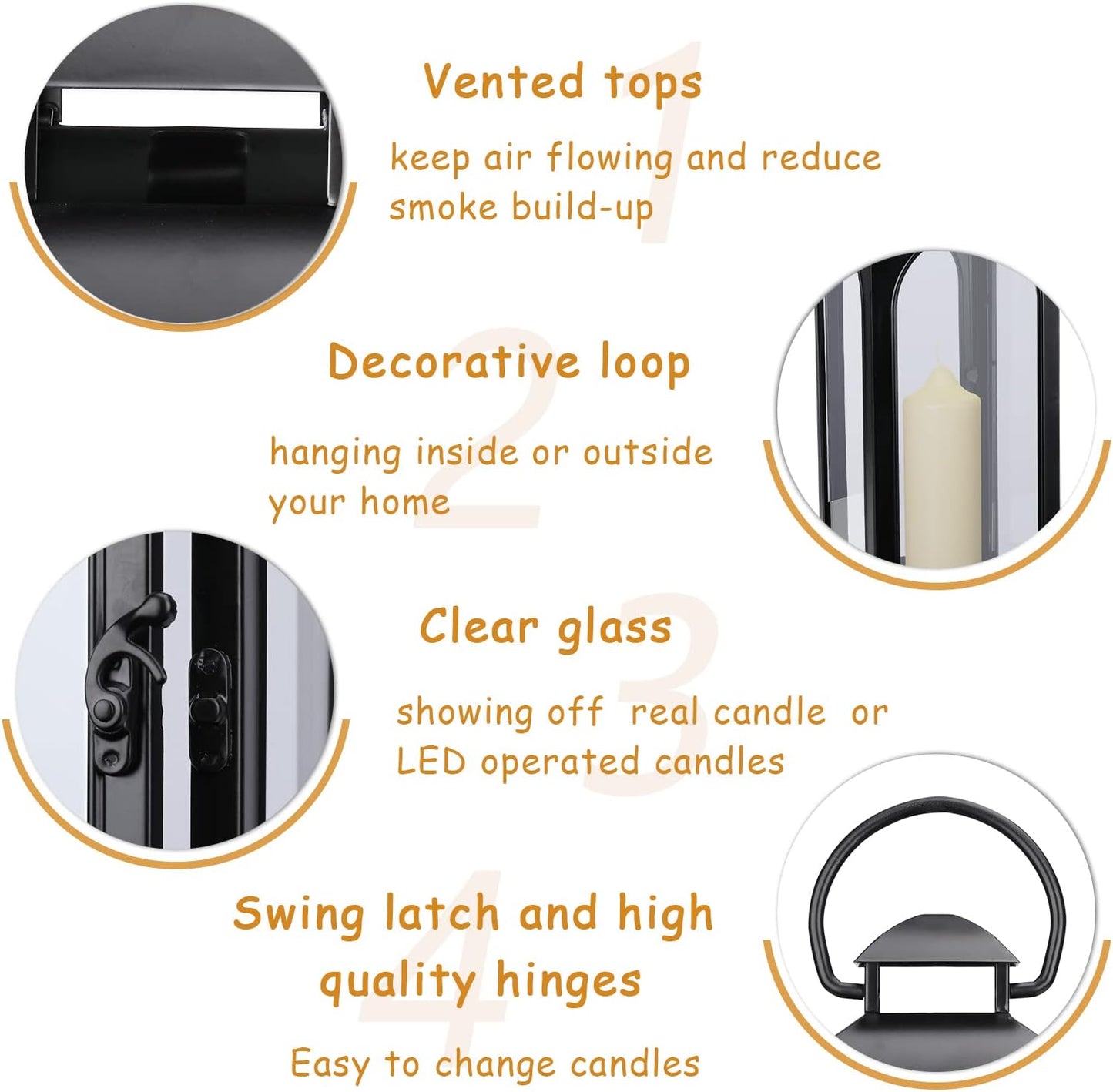 Bdor 20-Inch Metal and Tempered Glass Candle Lantern - Premium Outdoor Lantern, Decorative Lanterns with Handcrafted Design for Patio, Garden & Indoor Decor