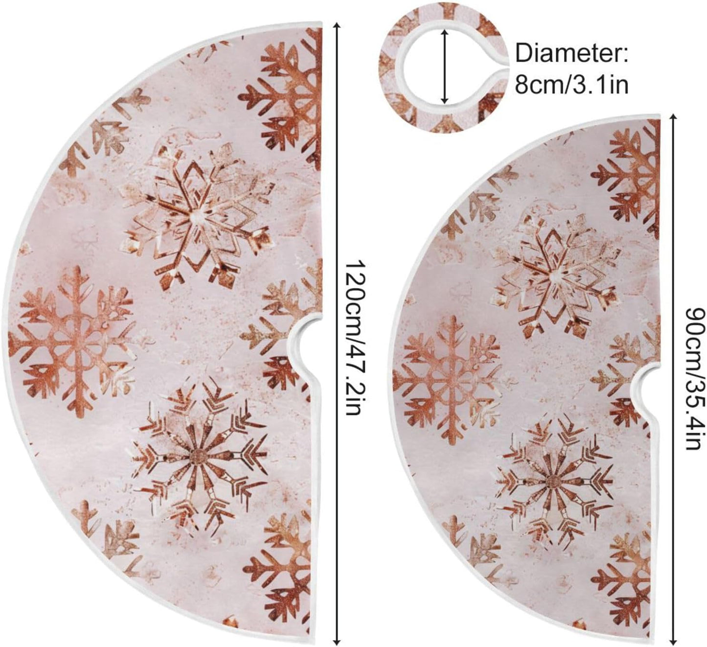 Christmas Tree Skirt, 36 Inch Rose Gold Snowflakes Pattern Xmas Tree Skirt for Christmas New Year Party Decorations Christmas Tree Mat