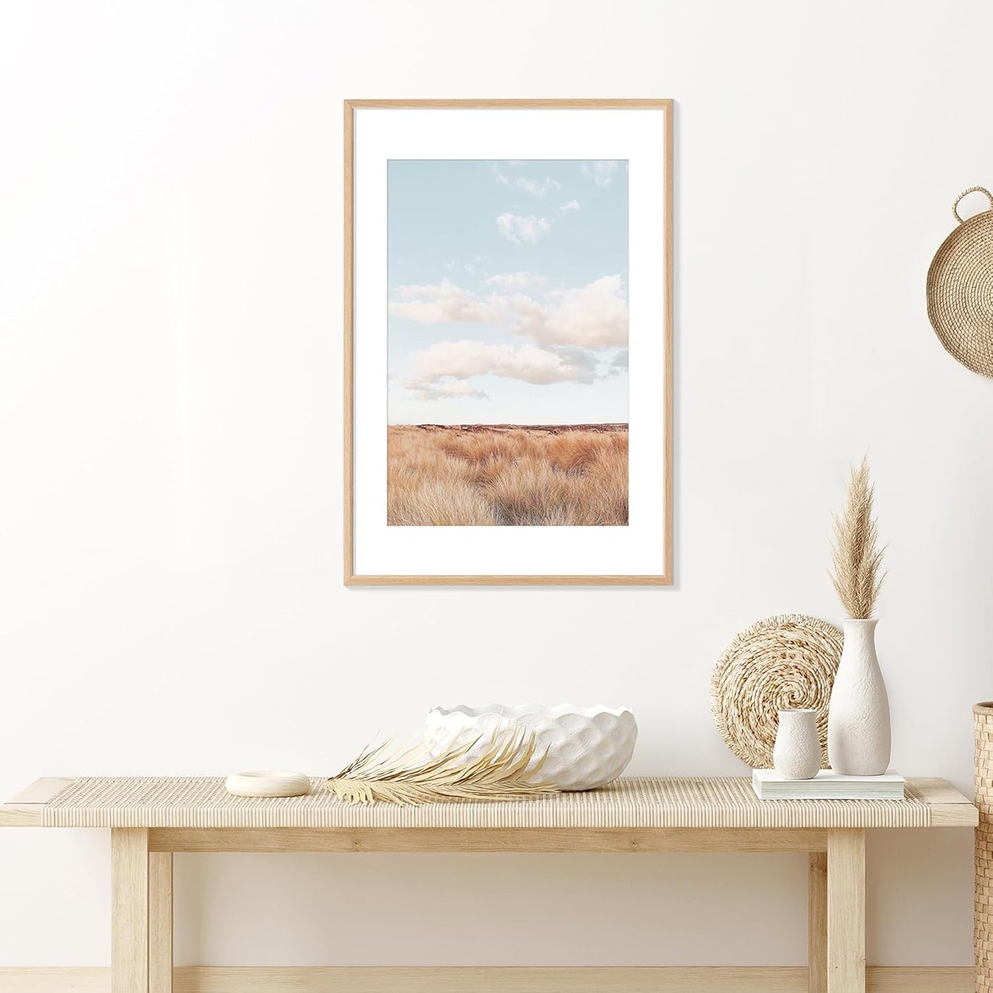 20x30 Poster Frame Natural Solid Oak Photo Frames with 16x24 Removable Mat Wall Hanging Large Handcrafted Frame with HD Plexiglass Wall and Tabletop Display Large Picture Frame