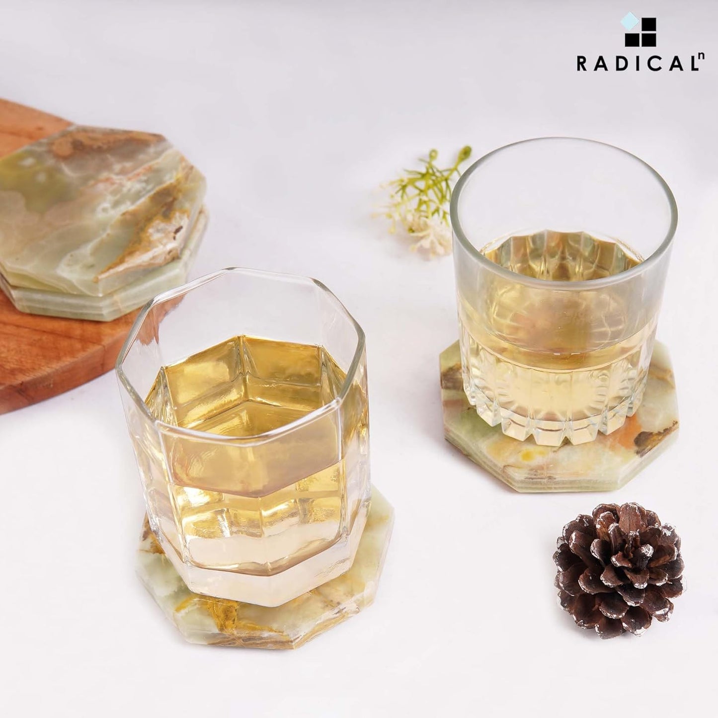 Radicaln Marble Coasters Star 3.5" Inches Green Onyx Handmade Marble Drink Coasters for Home and Kitchen, Drink Coaster Set of 6, Ideal Coaster for Drink