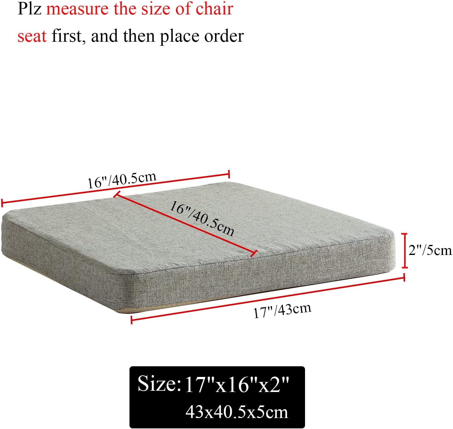 Chair Cushion for Dining Chairs with Ties 4 Pack Non Slip Memory Foam Kitchen Room Chair Pads for Outdoor Patio Furniture 17x16 Inch, Gray