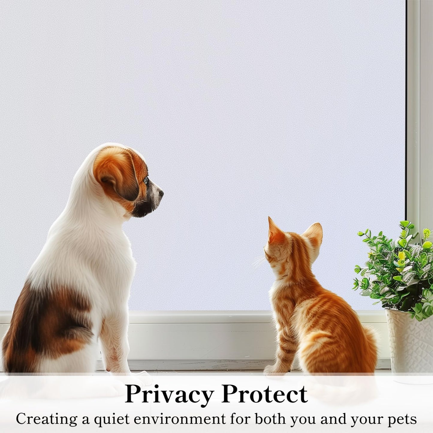 DUOFIRE Privacy Window Film Frosted Glass Film Matte White Static Cling Glass Film No Glue Anti-UV Window Sticker Non Adhesive for Privacy Office Meeting Room Bathroom Living Room DS001W 35.4x118in