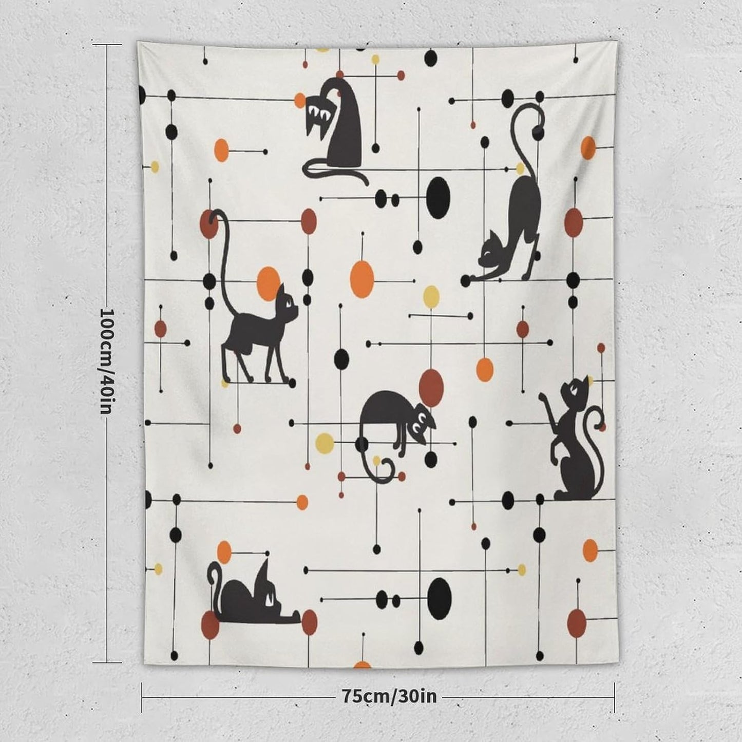 ICMOLYYENLO Abstract Cat Tapestry, Medieval Abstract Atomic Star Cat Vintage Home Wall Hanging Art Tapestry for Bedroom Living Room Dormitory 60x80 Inch