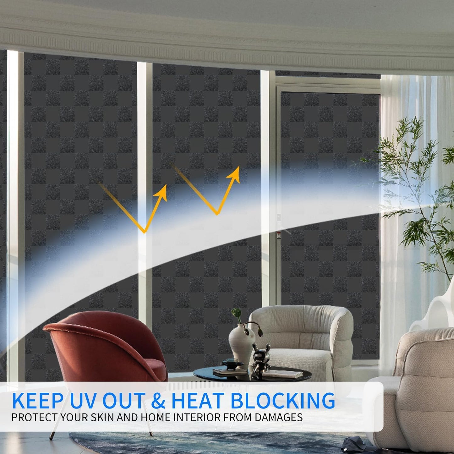 Window Film Privacy Day and Night with Installation Tools, Static Cling Glass Film Ideal for Home Shower Office Glass Door (Black, 35.4 x 196.9 Inch)