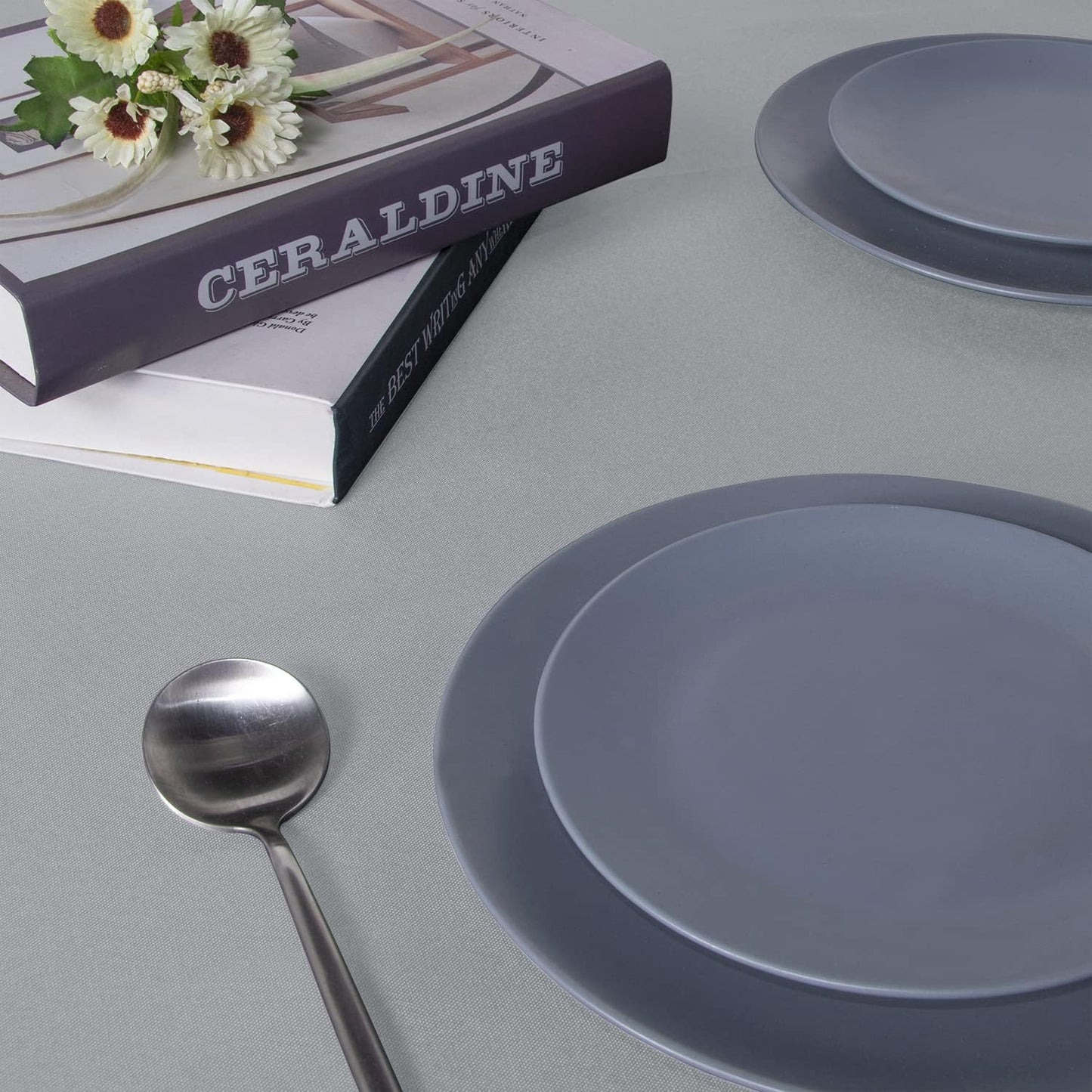 sancua Square Tablecloth - 54 x 54 Inch - Stain and Wrinkle Resistant Washable Polyester Table Cloth, Decorative Fabric Table Cover for Dining Tables, Buffet Parties and Camping, Silver Grey