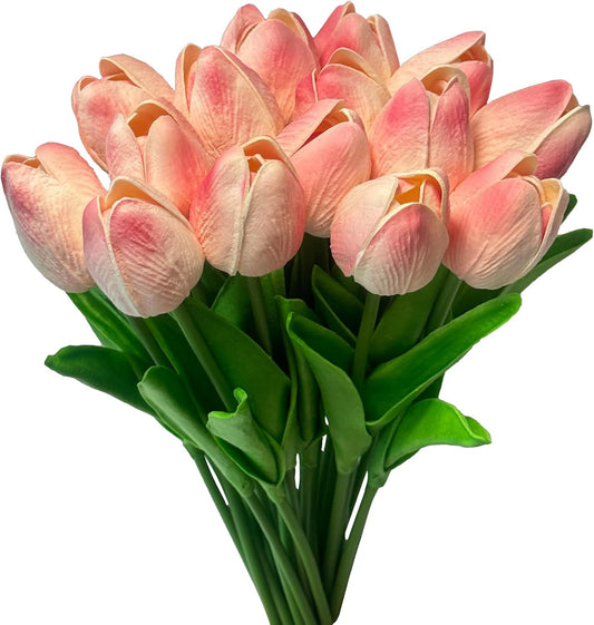15pcs Real Touch Tulips PU Artificial Flowers Fake Tulips Flowers for Arrangement Wedding Party Easter Spring Home Dining Room Office Decoration