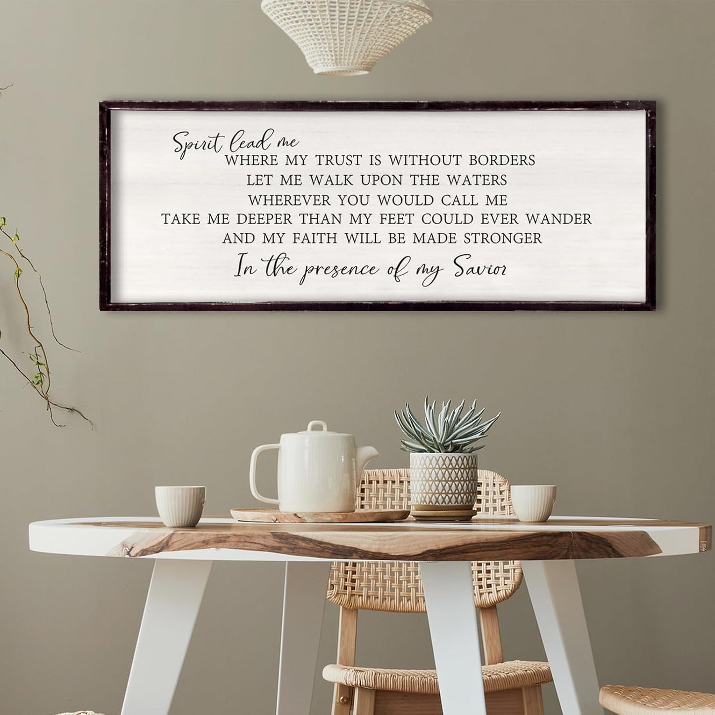 Spirit Lead Me Wall Decor 32"x12" Christian Scripture Worship Song Religious Bible Verse Wooden Framed for Bedroom Office Large Wall Art Hanging Sign (Black)
