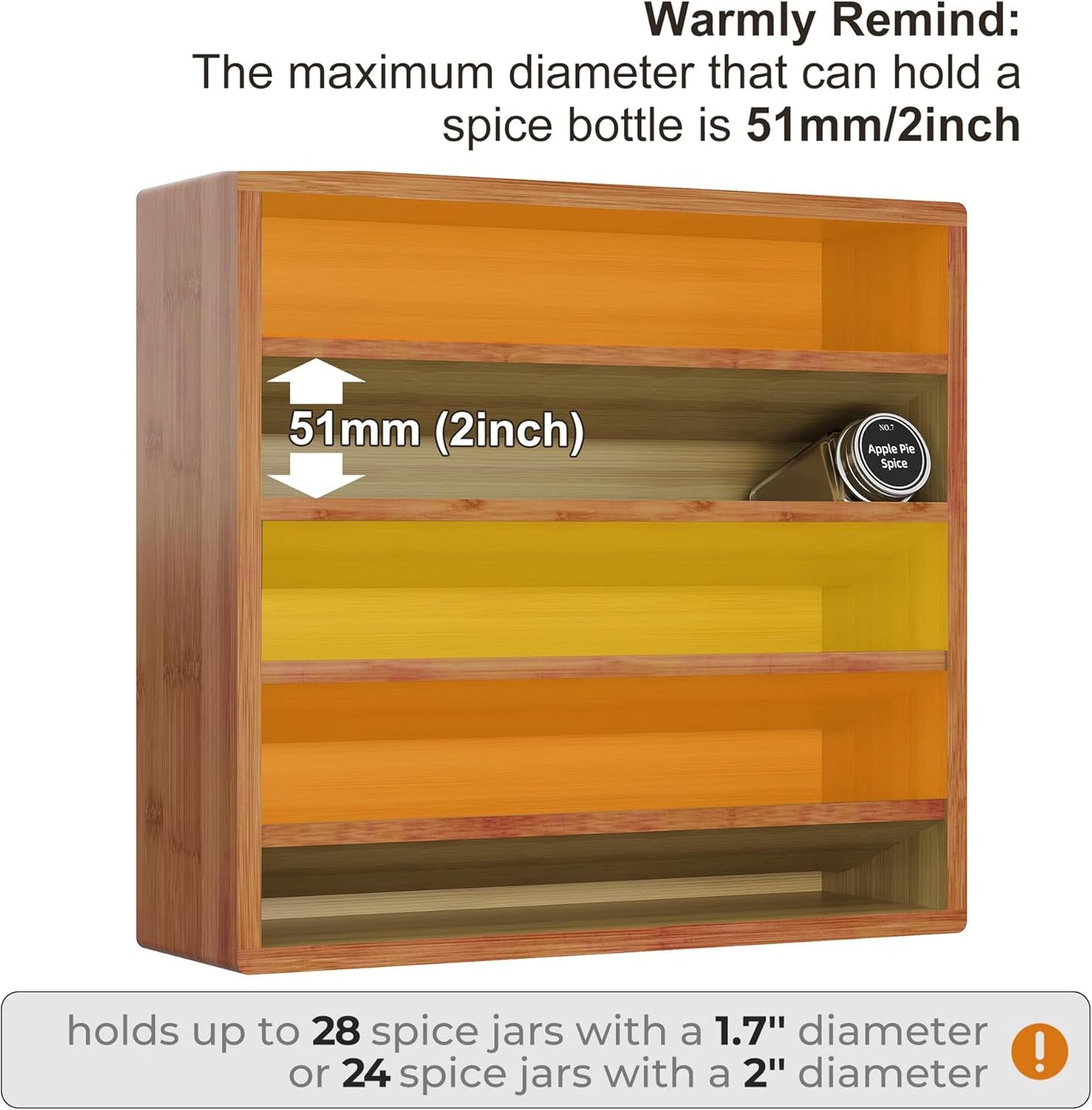 Orimade 4 Tier Spice Rack Organizer for Cabinet, Freestanding Bamboo Seasoning Rack for Countertop, Cupboard, Pantry, Kitchen, 13.18 x 4.13 x 12.2 inches(Spice Jars Not Included), Bronze