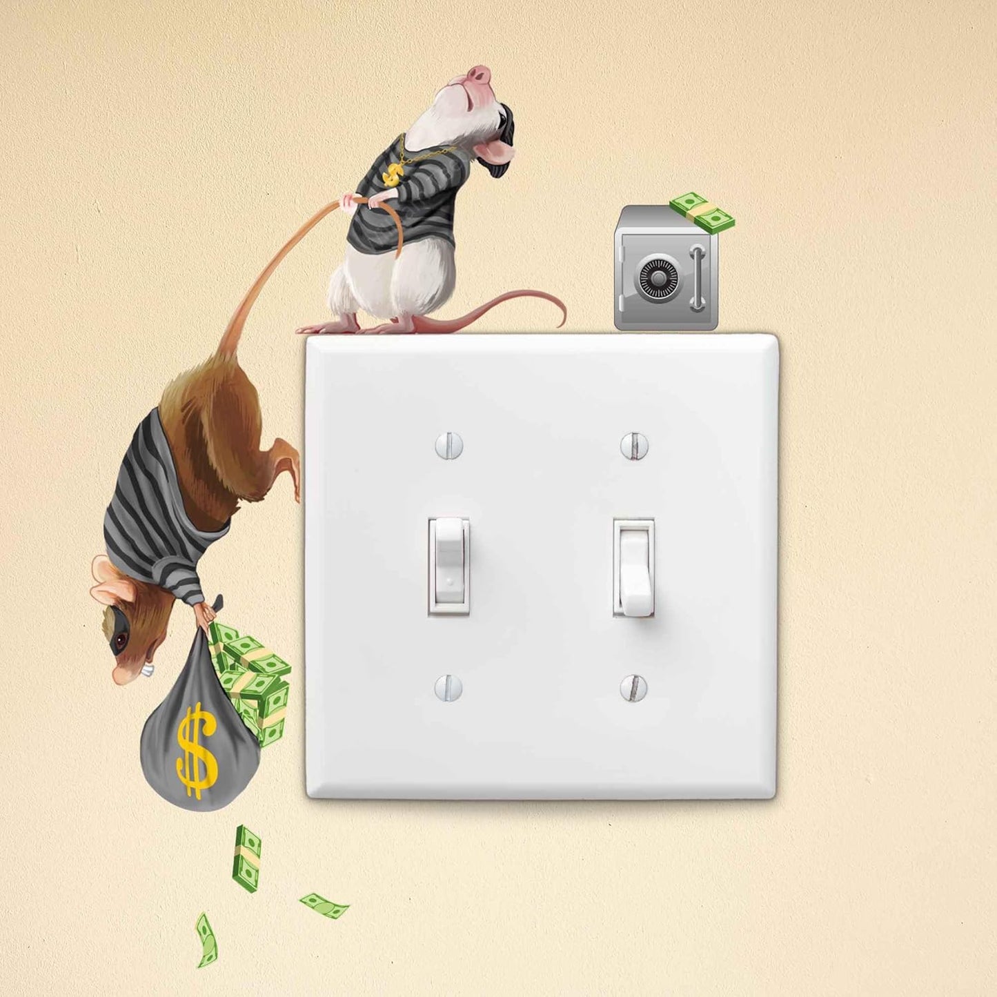 Mouse Reading Book, Wall Decor Sticker Decal, Kids Room, Classroom, Home, Bedroom, Bookcase, Book Lover, of Mice and Men, Children, Adorable, (Mice Burglars)