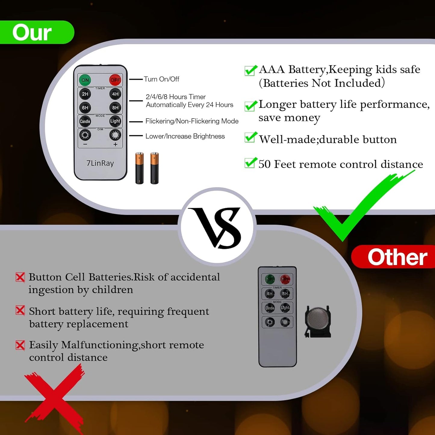 2 Pack 4" x 6" Waterproof Outdoor Flameless Candles with Remote and Timer, Battery Operated Flickering LED Flameless Pillar Candles for Lantern, Porch, Ivory, Plastic