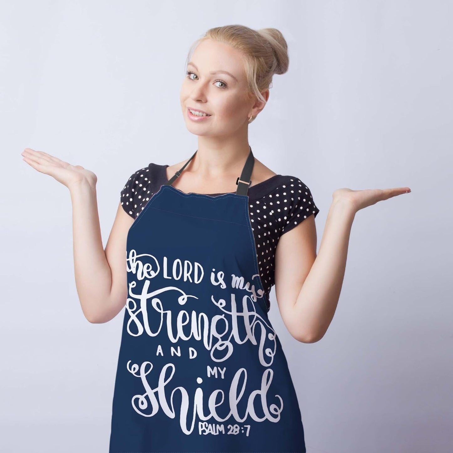 Baking Apron for Men the Lord Is My Strength and My Shield Bible Verse Modern Cute Aprons for Men for Kitchen Cooking Restaurant BBQ Painting Crafting 27” (W) x 31” (H), Waterproof Aprons