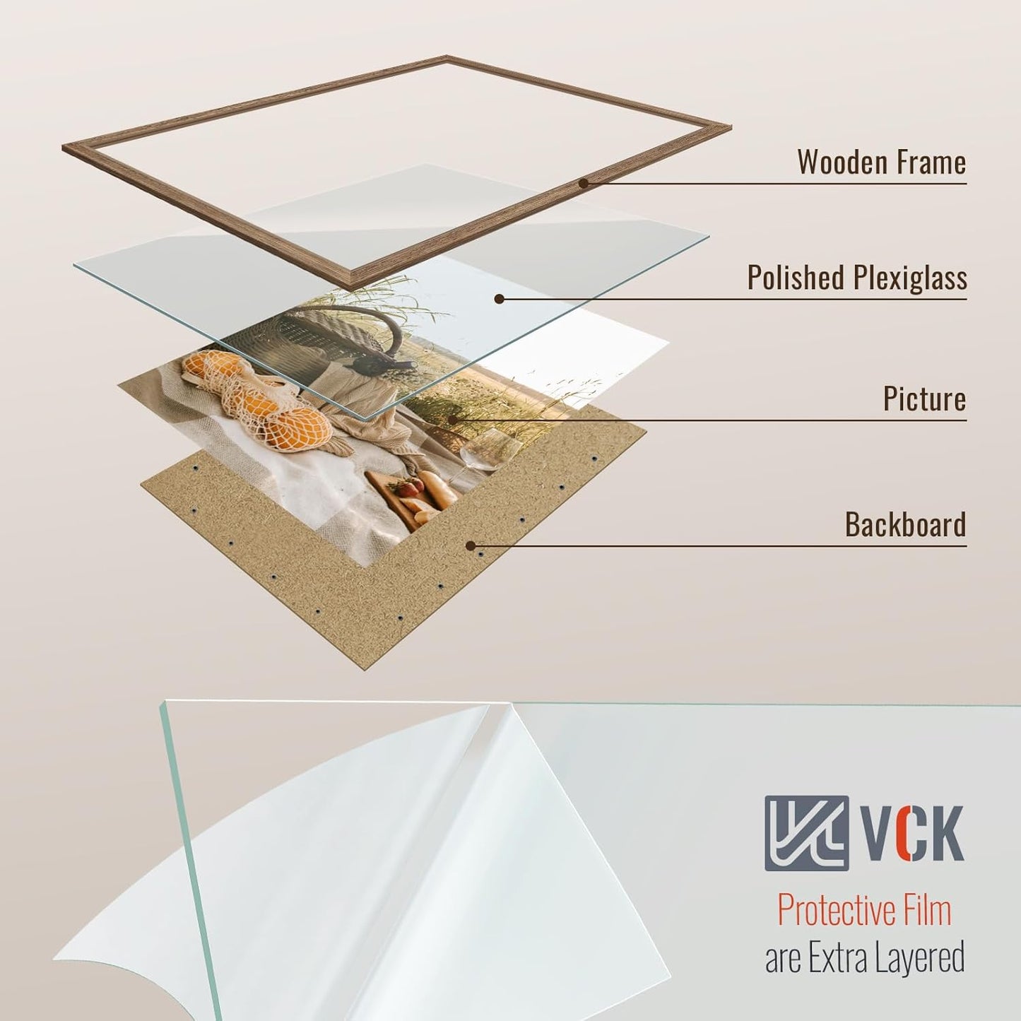 VCK 18x24 Poster Frame 3 Pack, Brown Walnut Wood Picture Frame, Exclusive Wood Grain, Wall Mounting Hanging