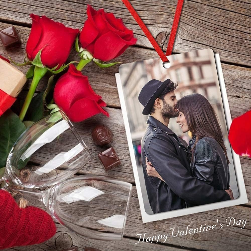 Gemszoo Personalized Picture Christmas Ornament, Custom Double Sided Photo Text Wooden Hanging Xmas Tree Keepsake Pendant Decoration Gift for Family (1, Vertical Rectangle)