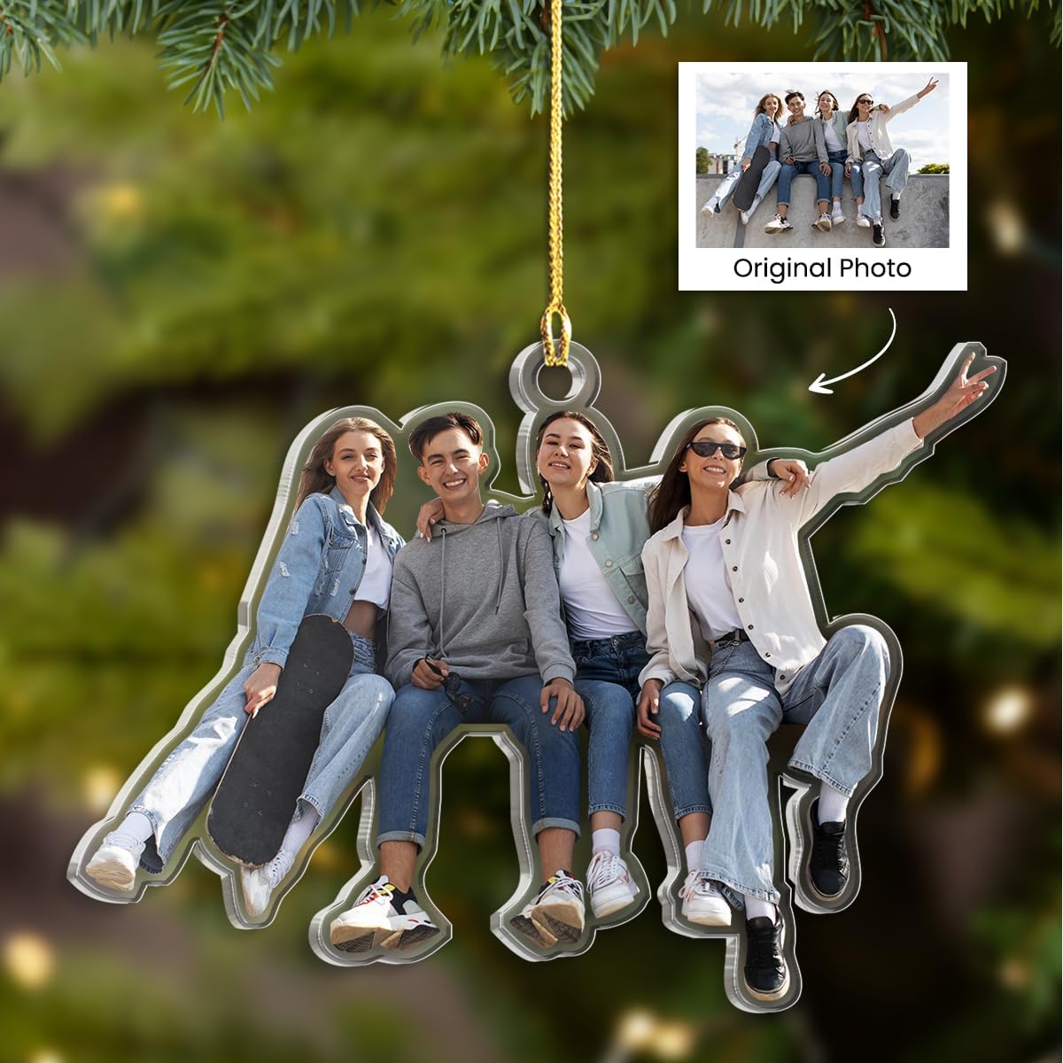 Personalized Custom Photo Ornament, Acrylic Christmas Keepsake, Hanging Decor for Boys, Girls, Men, Women