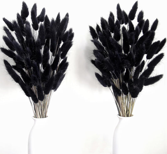 115 PCS Black Pampas Grass Bouquet, Boho Table Decor, Black Bunny Tails Dried Flowers, Dried Pampas Grass for Weddings, Home Decor, Rustic Parties, and Baby Shower Decorations