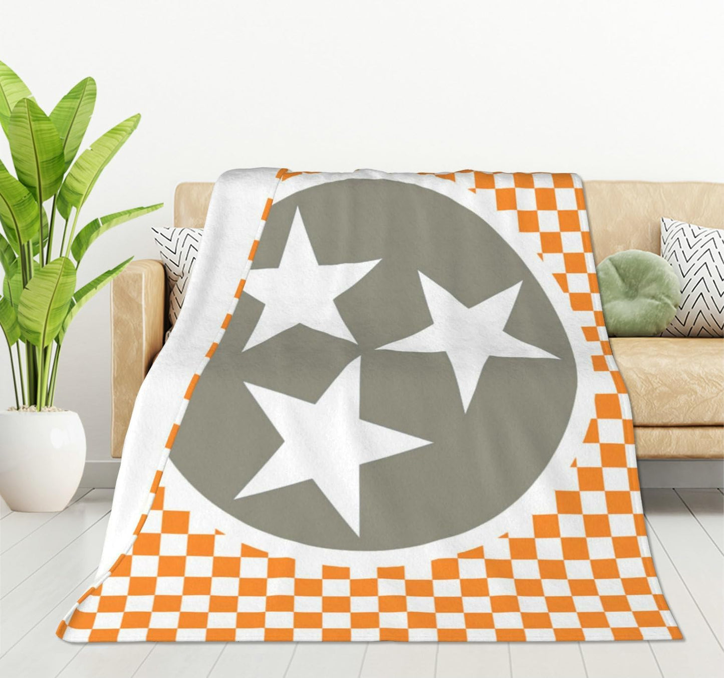 HGOD DESIGNS Tennessee Throw Blanket Ultra Soft Warm All Season Tennessee Orange Grey Star Flag Decorative Fleece Blankets for Bed Chair Car Sofa Couch Bedroom 40"X50"