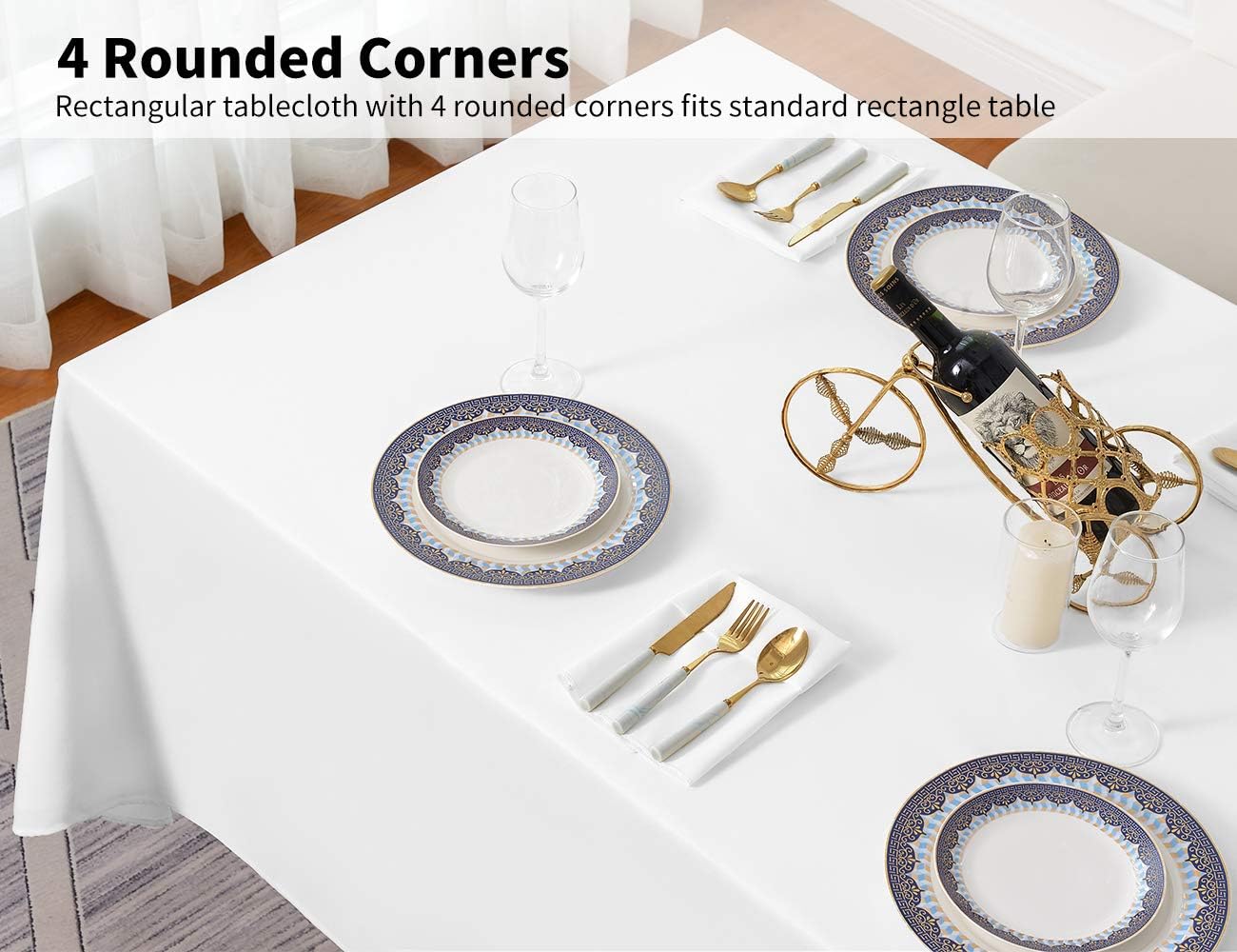 Surmente White Rectangle Tablecloth 60 x 120-inch Rectangular Polyester Table Cloth for Weddings, Banquets, or Restaurants