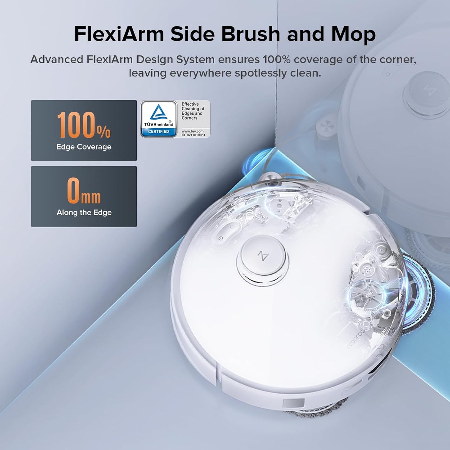 Roborock Qrevo Edge S5A Robot Vacuum and Mop, 17,000Pa, Zero-Tangling, DuoDivide Main Brush, FlexiArm Side Brush, Hot Water Mop Washing & Self-Cleaning, Warm Air Drying, Self-Emptying, White