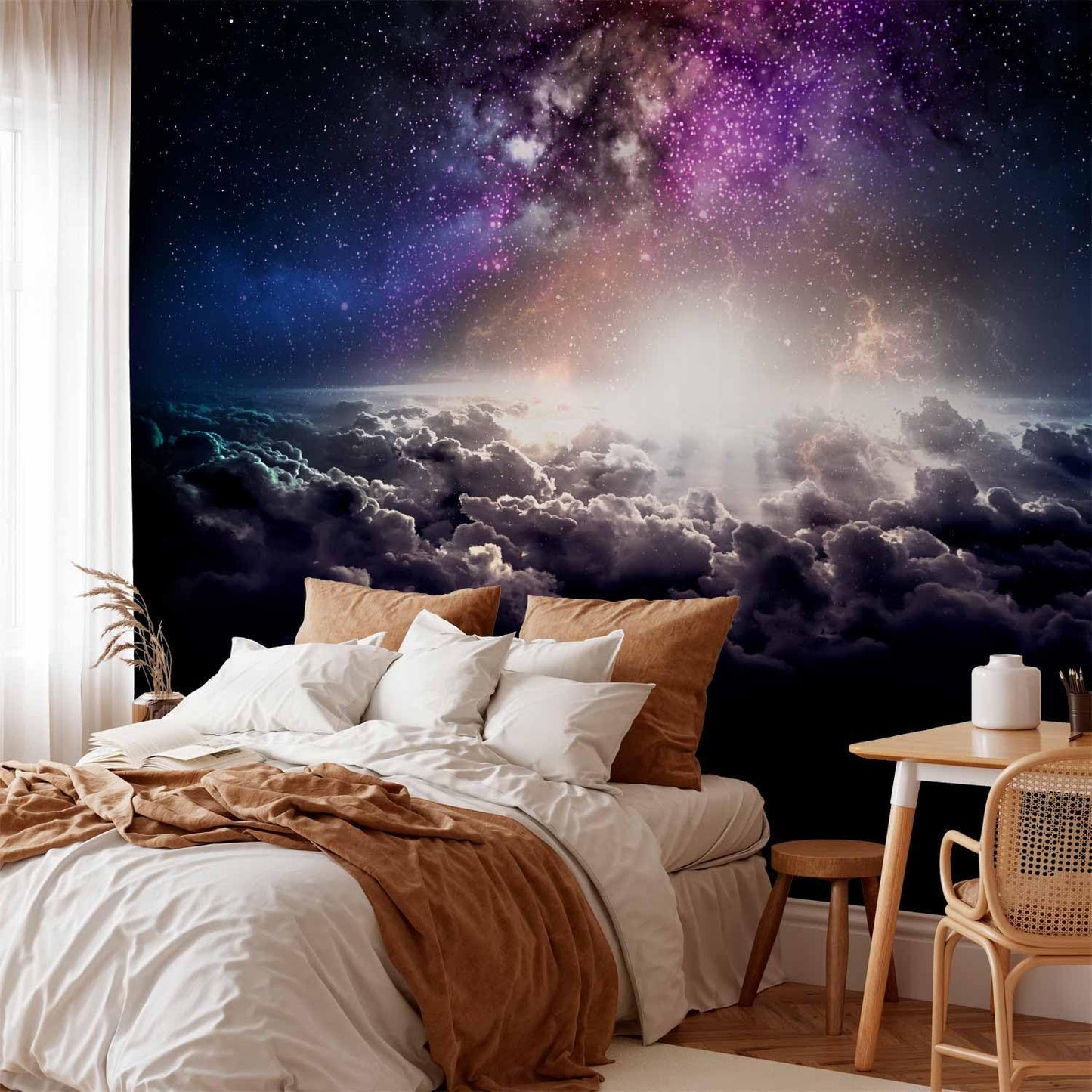 artgeist Wall Mural Galaxy 177x124 in - Non-Woven Wallpaper Fleece Wall Decor Photo Print Picture Image Design Home Mural Cosmos Sky Star Cloud Purple i-A-10009-a-a