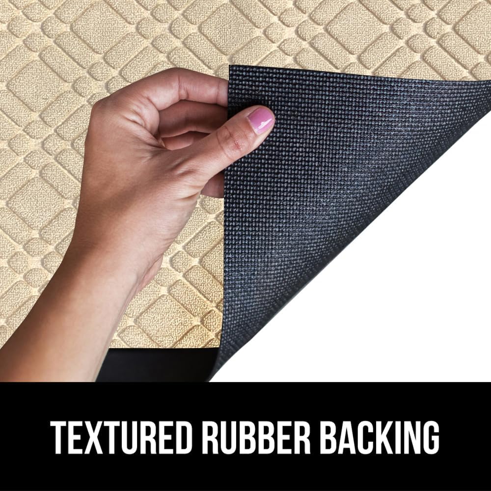 GORILLA GRIP 100% Waterproof All-Season WeatherMax Doormat US Designed Natural Rubber, Stain and Fade Resistant, Low Profile Indoor Outdoor Door Mats, Easy Clean Patio Mat, 17x29, Modern Latte