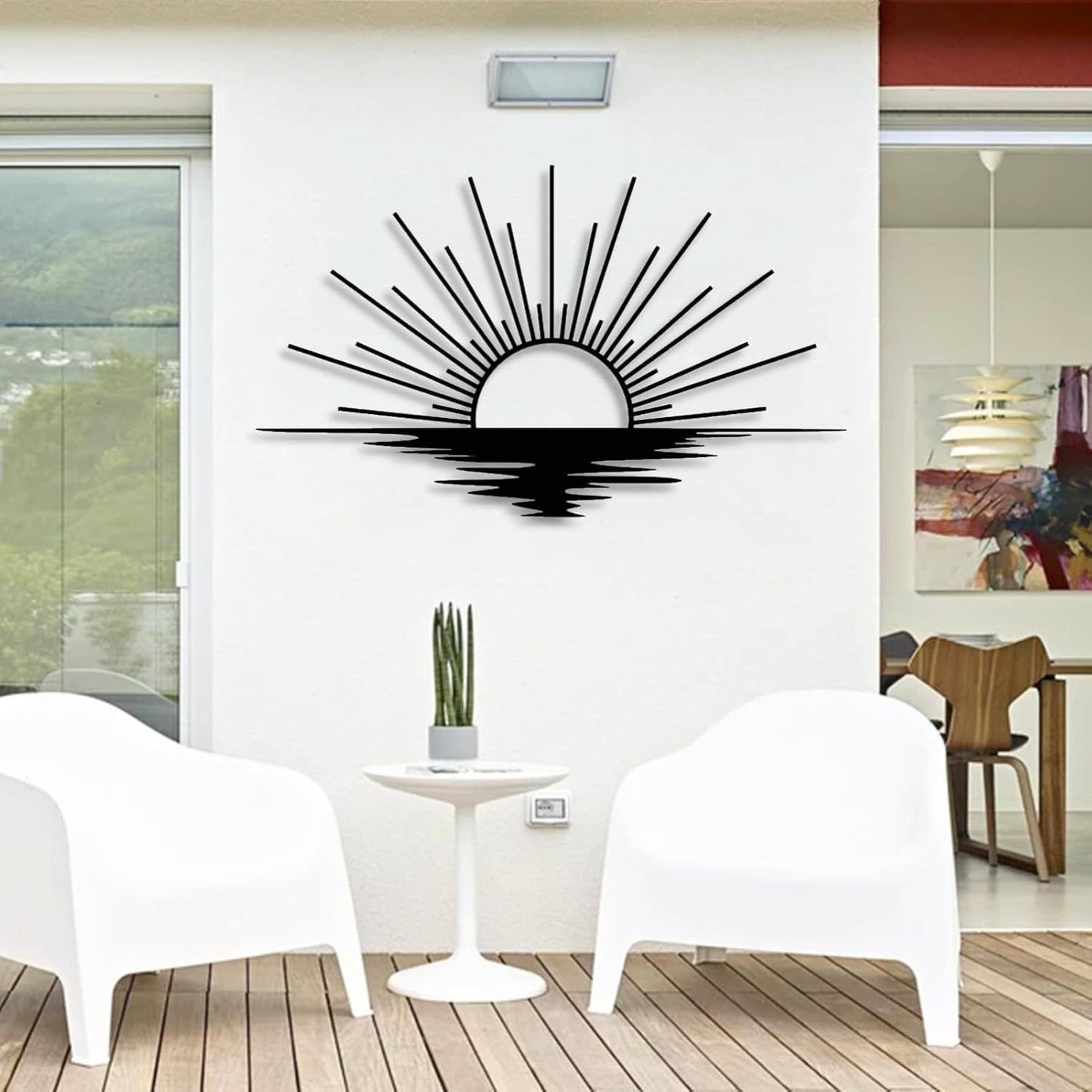 Sunrise Metal Wall Art, Metal Sun Wall Decor, Metal Sun Outdoor Decor, Large Metal Sun Wall Art, Sun Wall Art, Boho Sun Wall Art, Sunshine Metal Sign, Living Room Bedroom Wall Hangings (Gold, 39"x 23"| 100x59cm )