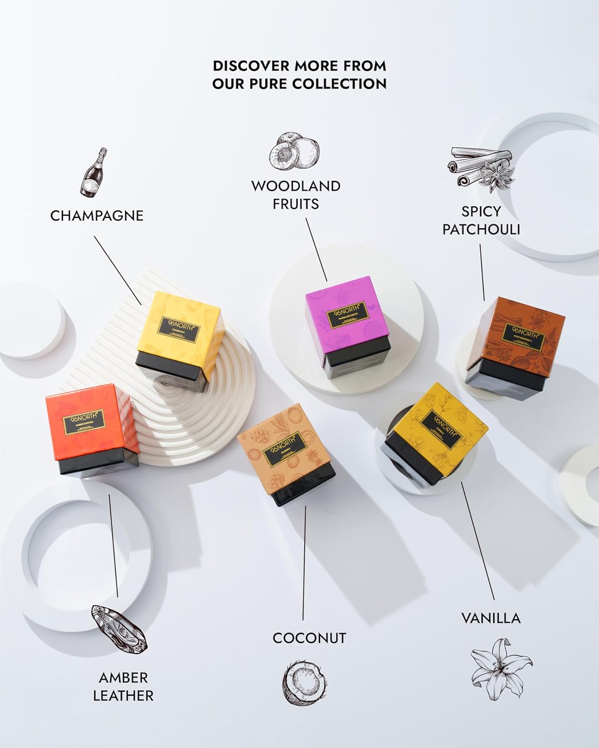 96NORTH | Pure Champagne Candle | 100% Natural Soy Wax | One Wick Jar Candle | Natural Fragrance Technology | Non Toxic | Up to 35 Hours Burning Time | Aromatherapy Gift for Men and Women