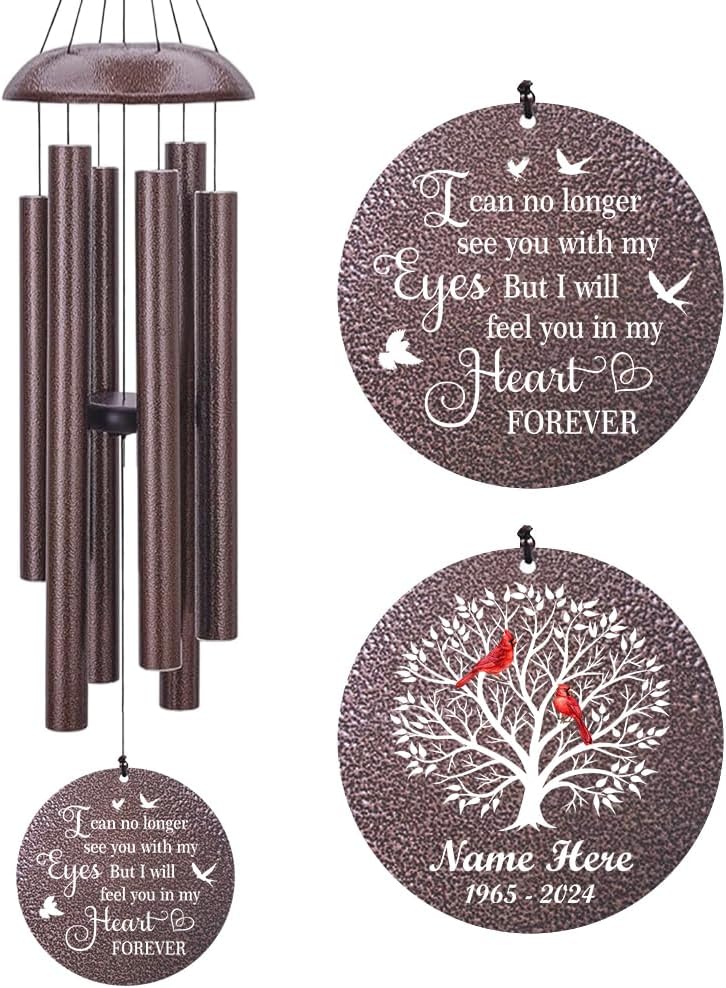 Personalized Cardinal Wind Chimes for Loss of Loved One, Sympathy Gifts for Loss of Mother Father Daughter Brother Sister Best Friend Keepsake Outdoor Garden Yard Home A Limb Has Fallen