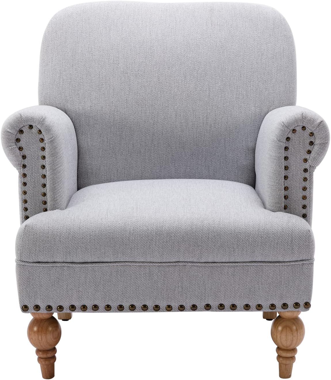 chairus Linen Accent Chair for Living Room Upholstered Mid Century Modern Single Sofa Chair with Solid Wood Legs Comfy Reading Chair Armchair for Bedroom/Office Room/Recption/Lounge, Grey