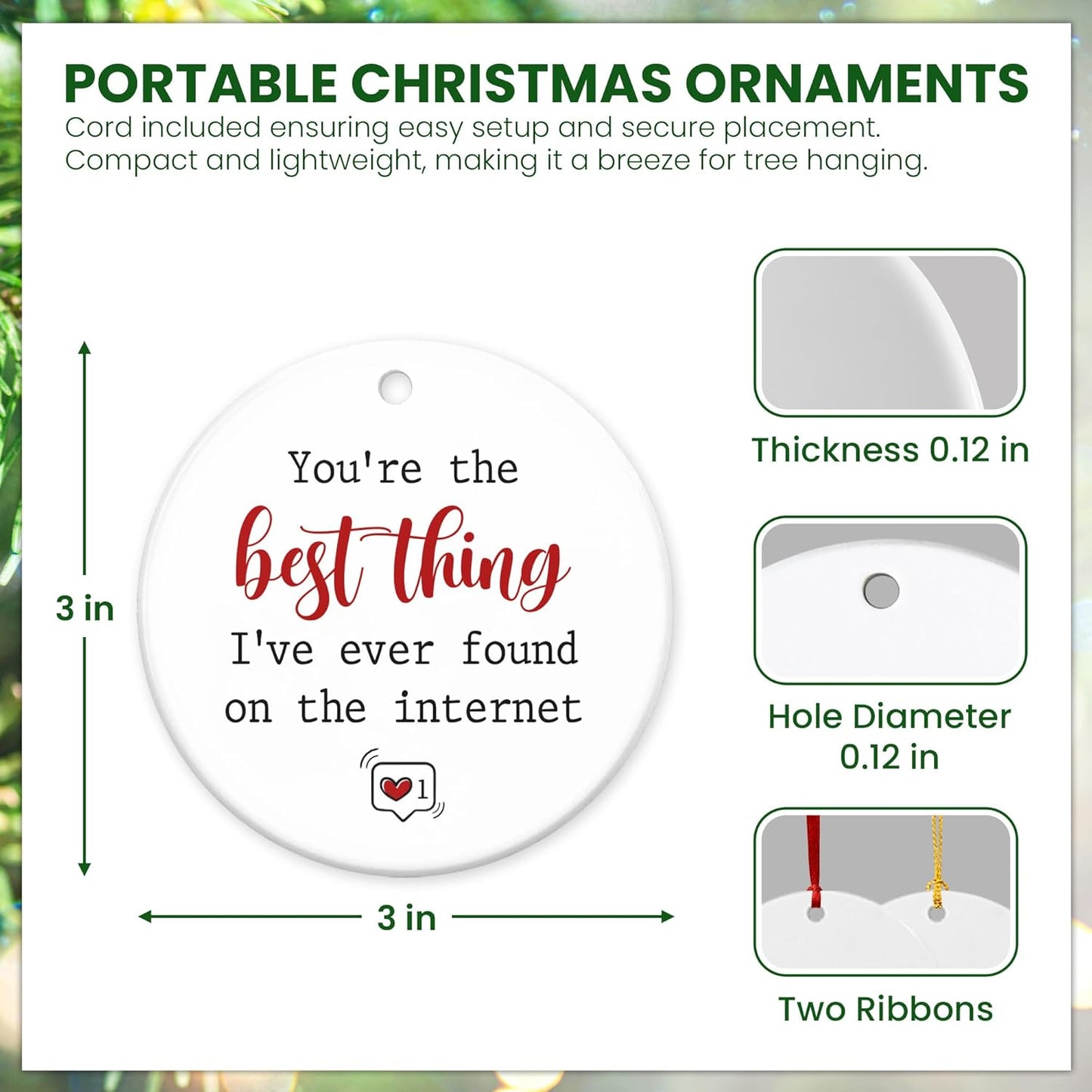 TEEZWONDER Couple Gifts for Men, Women - Christmas Ornaments 2024, Anniversary, Birthday Gifts for Him, Her, Long Distance Relationship Gift for Couples - Christmas Decorations Ceramic Ornaments