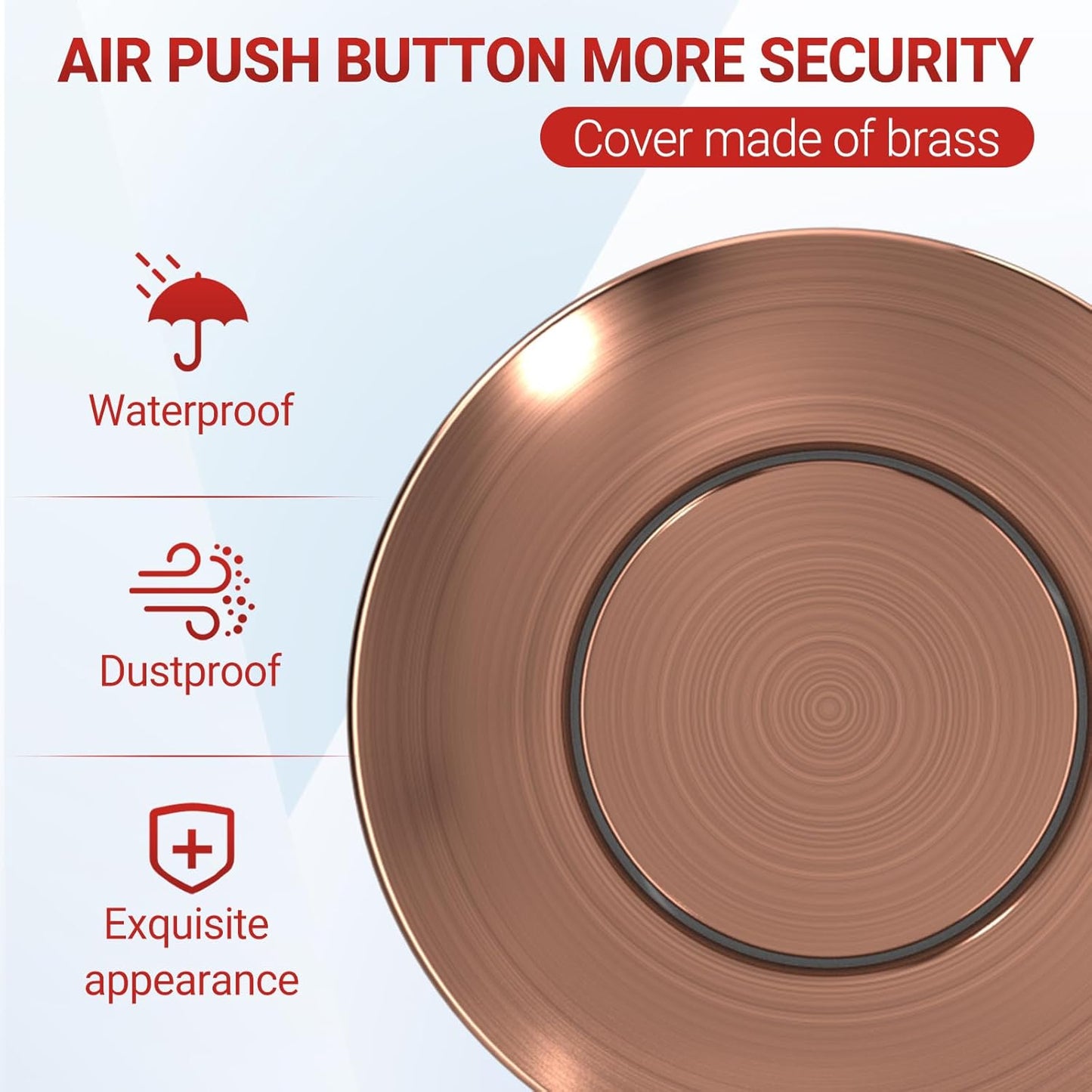 APIELE Garbage Disposal Air Switch Kit, Sink Top Push Button Switch for Food Waste Disposer, UL Listed 3.6" Long On/Off Air Button (Red Bronze)