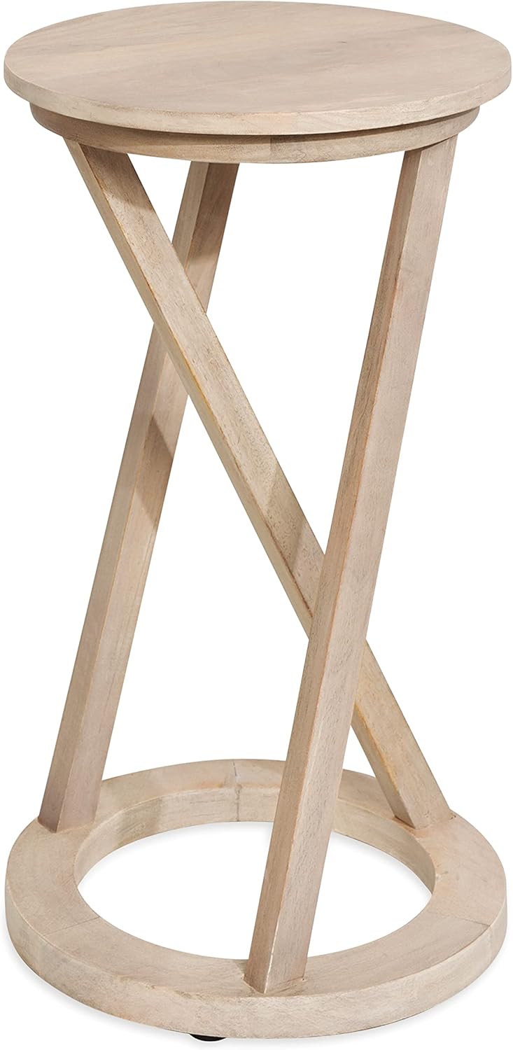 Kate and Laurel Aja Modern Round Side Table, 15 x 15 x 23, White, Decorative Modern Geometric Wood Bedroom Nightstand Table