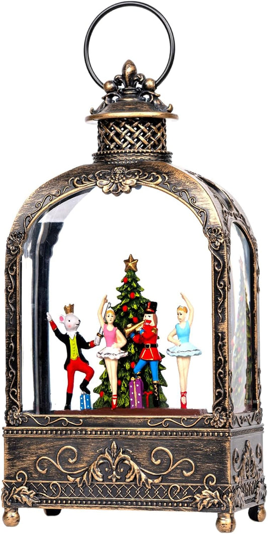 Nutcracker Christmas Snow Globes Lantern Christmas Snow Globe with Music Dance Soldier Nutcracker,6H Timer,USB Lined/Battery Operated Lighted Lantern for Christmas Festival Decoration Gifts