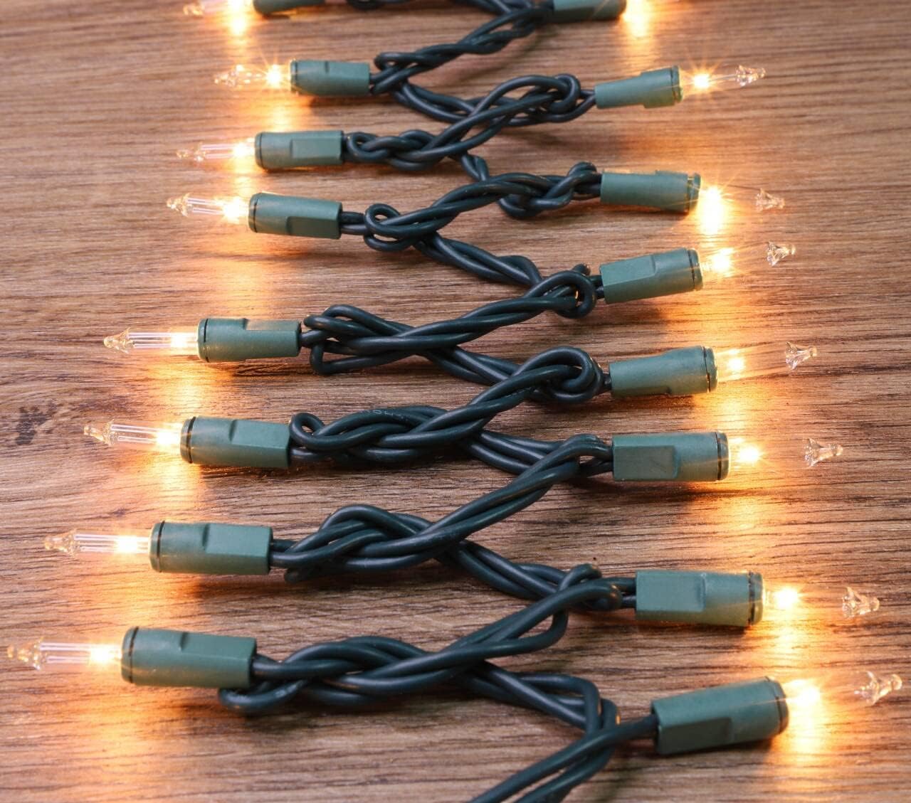 Green Wire,Clear Incandescent Bulb 100 Mini String Lights for Indoor Christmas Tree Garland Birthday Wedding Party Festival Decoration