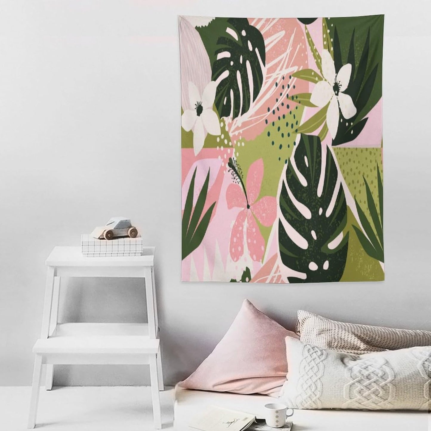 ICMOLYYENLO Tropical Green Plant Tapestry, Green Palm Leaves Natural Landscape Print Wall Tapestry for Bedroom Living Room Dormitory 40x60 Inch