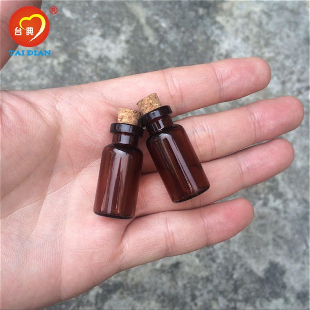 2ml Amber Glass Vials with Cork Empty Brown Tiny Glass Jars Mini Glass Bottles Vials Jars Containers 50units (50, 2ML)
